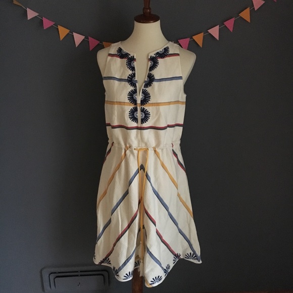 Tory Burch Sz 4 ‘Blaine’ Linen Embroidered Dress - Picture 2 of 8